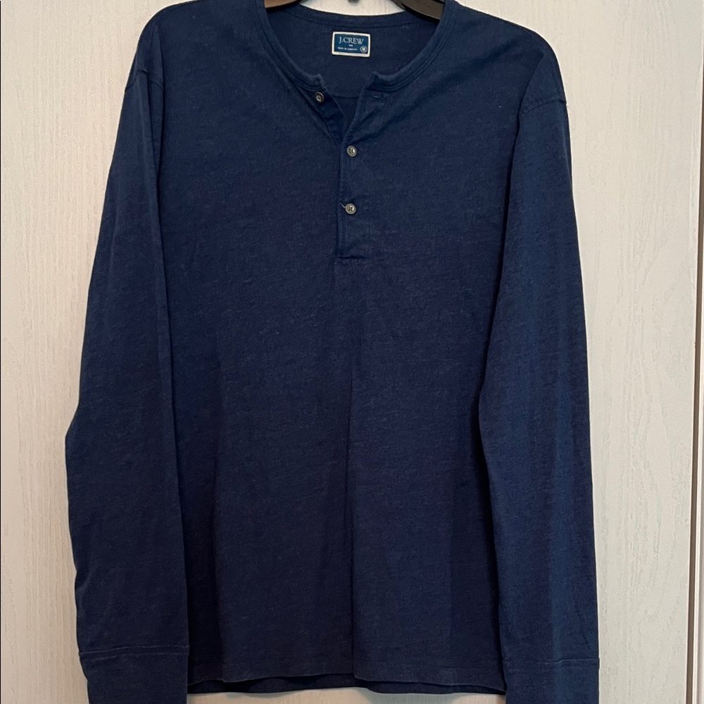 J. Crew Men's Deep Blue Long Sleeve Henley